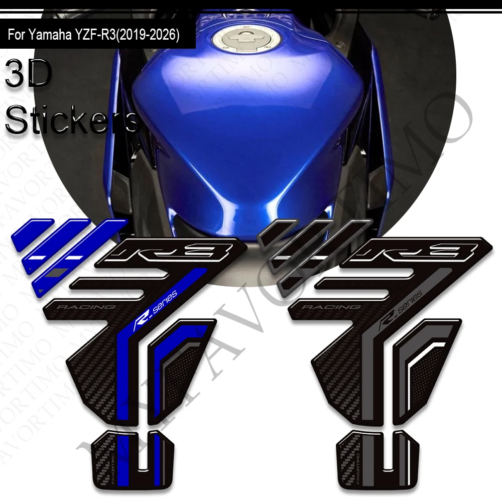 دراجة نارية ل YZF-R3 YZF R3 YZFR3 2017 - 2025 خزان وسادة غطاء القبضات الغاز زيت الوقود عدة الركبة هدية الحاجز يغطي حماية ملصق