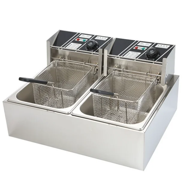 Thickened Stainless Steel Commercial Deep Fryer, Constant Temp Large Capacity Oil Fry Machine for Street Stall Snack