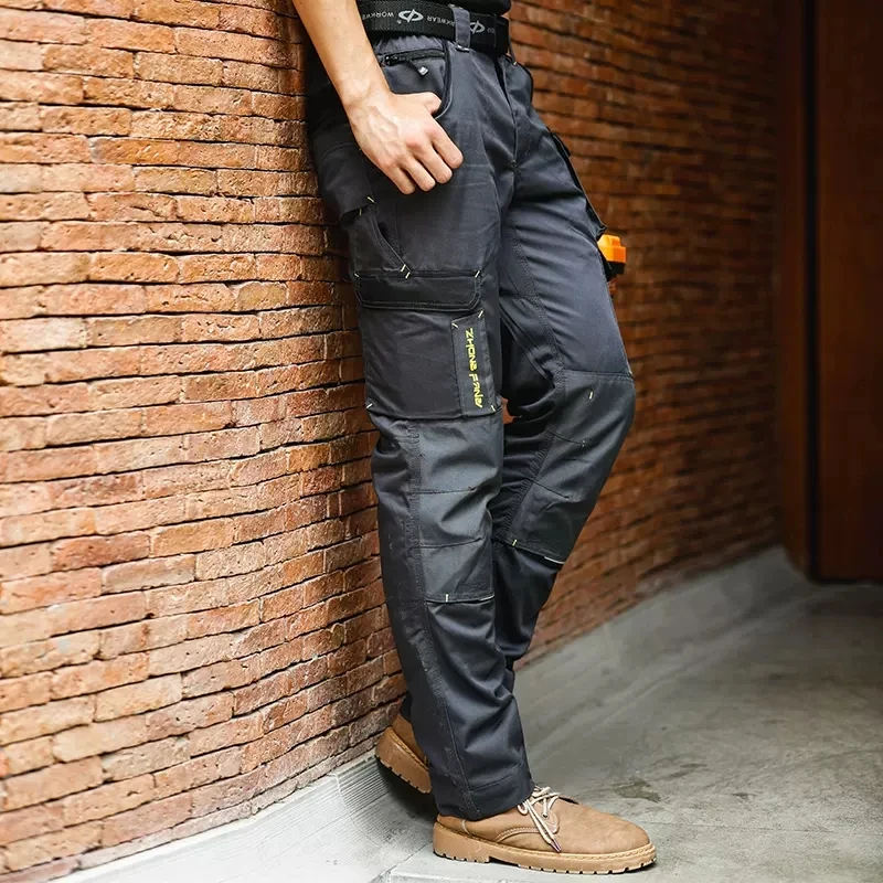 Men Working Pants Multi Functional Pockets Wear-resistance Workwear Trousers High Quality Work Mechanic Repair Mens Cargo Pants