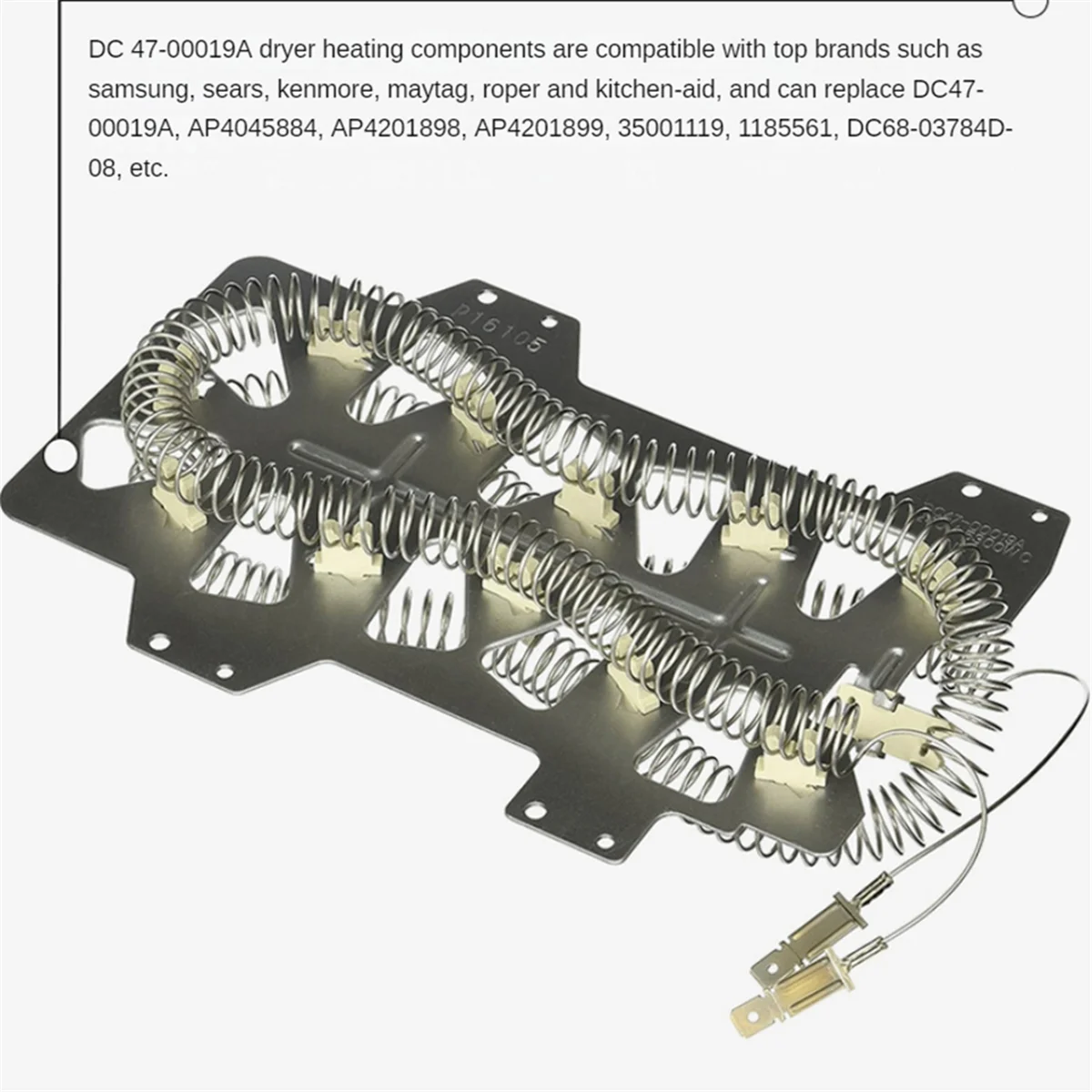 Trituratore di riscaldamento 2PCS DC47-00019A Sostituzione degli elementi riscaldanti dell'asciugatrice DV45H7000EW/A2 DV40J3000EW/A2 DV42H5000EW/A3 DVE50M7450W