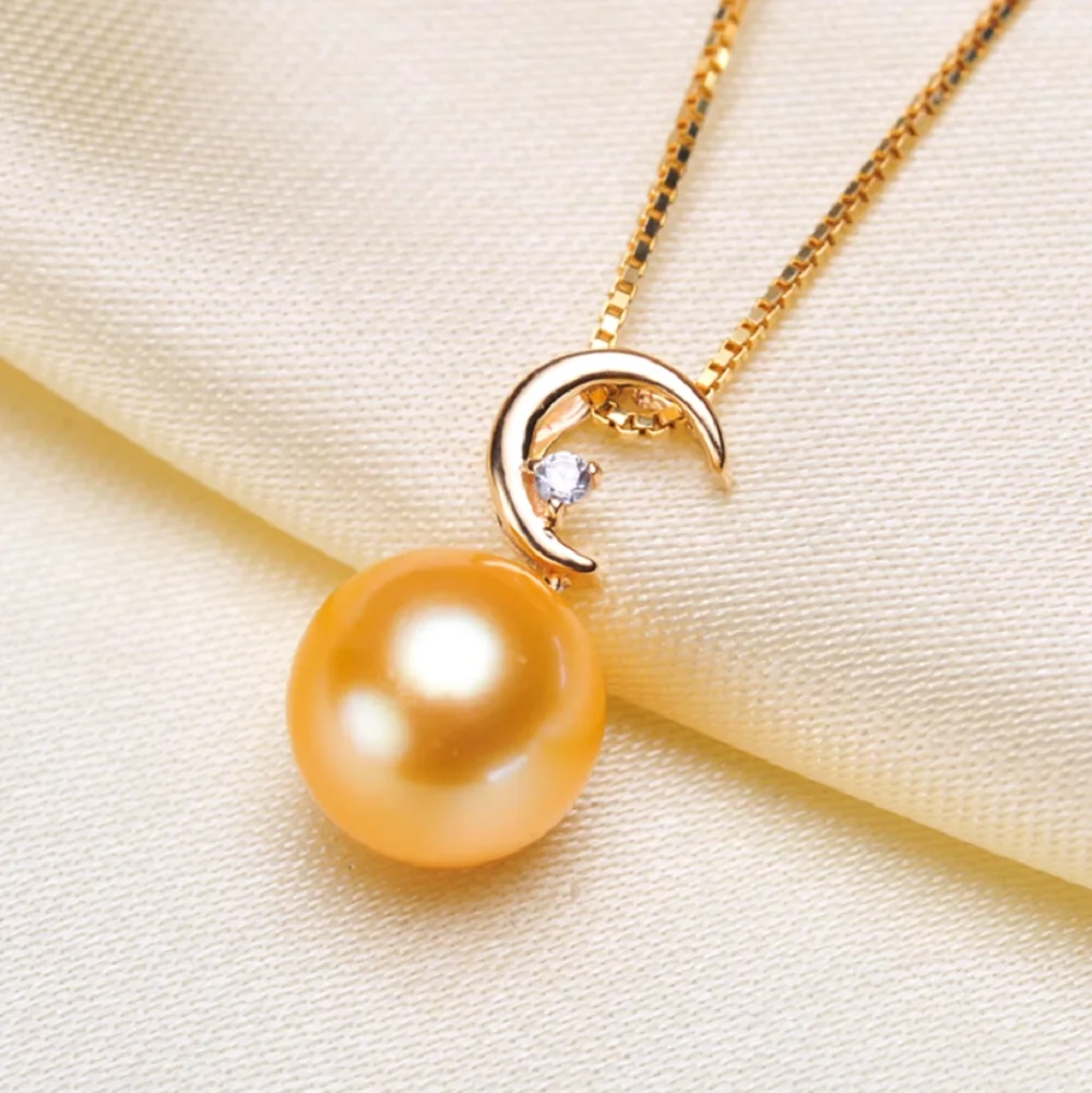 

Hot selling pearl pendant AAAA9-10mm natural South Sea round pearl pendant 18k/AU750 gold/18in