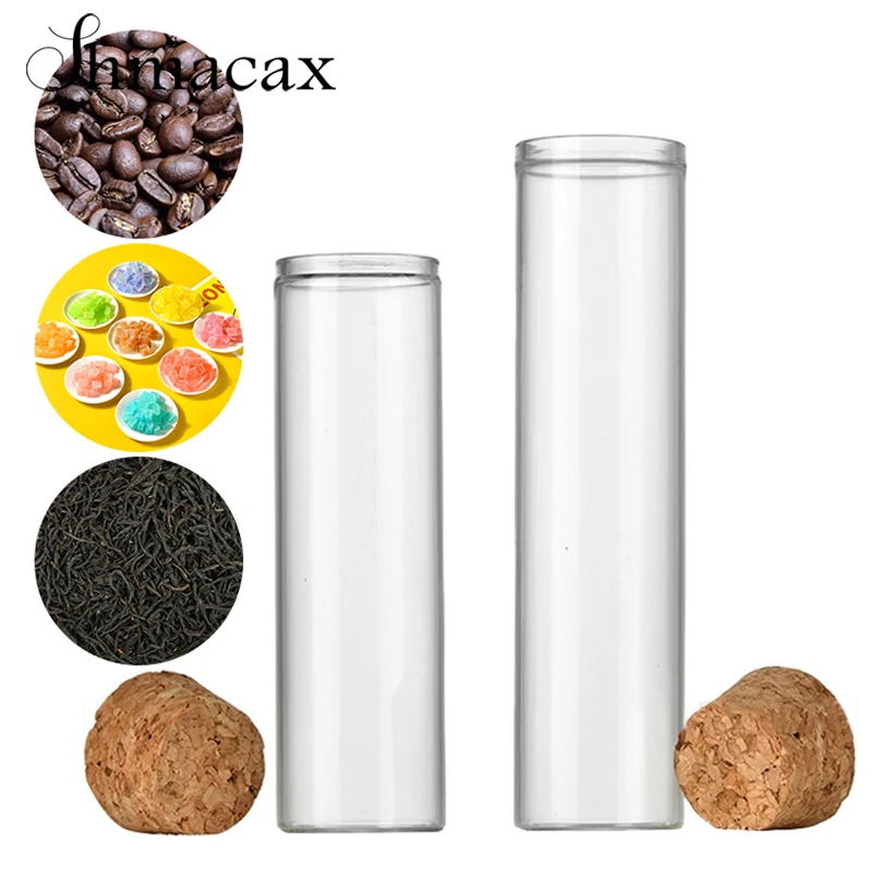 1Pcs Coffee Bean Glass Tube With Wood Tool Bottled Tubes Grain Storage Wooden Sealed Airtight Canisters Coffee Beans Storage