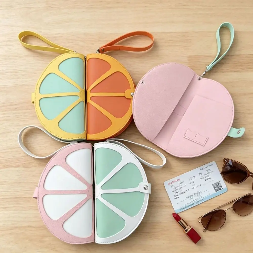 Creative Card Holder Grapefruit Passport Holder Orange Ultra-thin PU Passport Bag Card Case Ticket Holder Travel Wallet Men