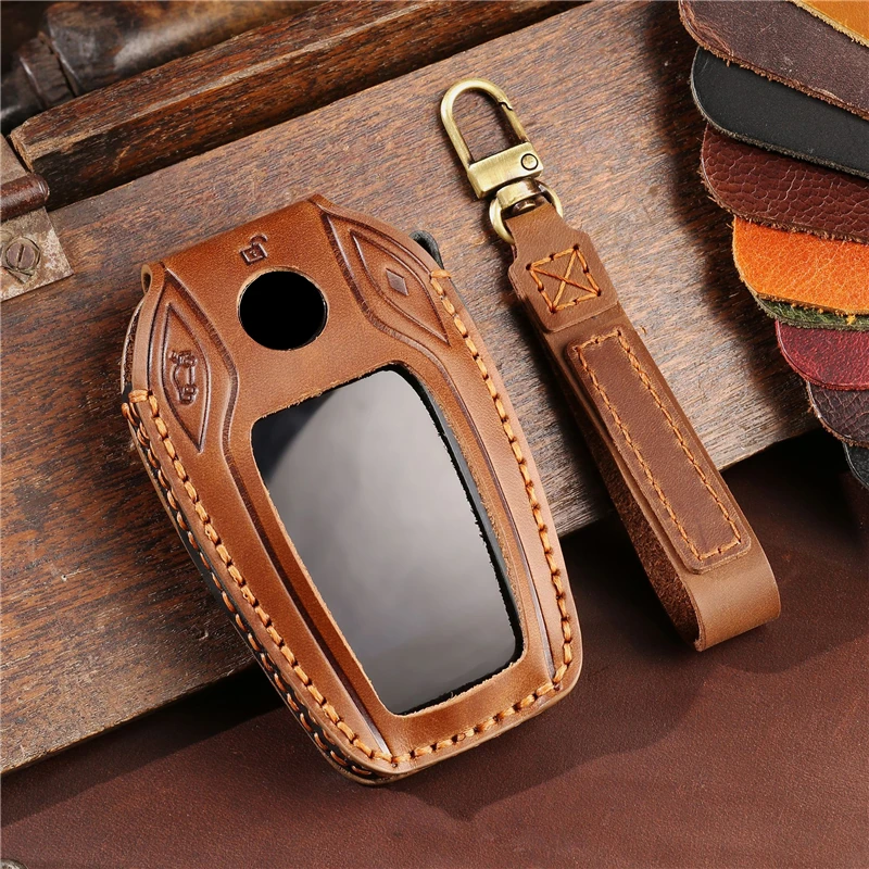 

Leather Car Key Case LCD Smart Remote Cover LED Display Shell Fob For BMW G11 G12 G30 G31 G01 G02 5 7 Series X5 X7 M5 M8 M760Li