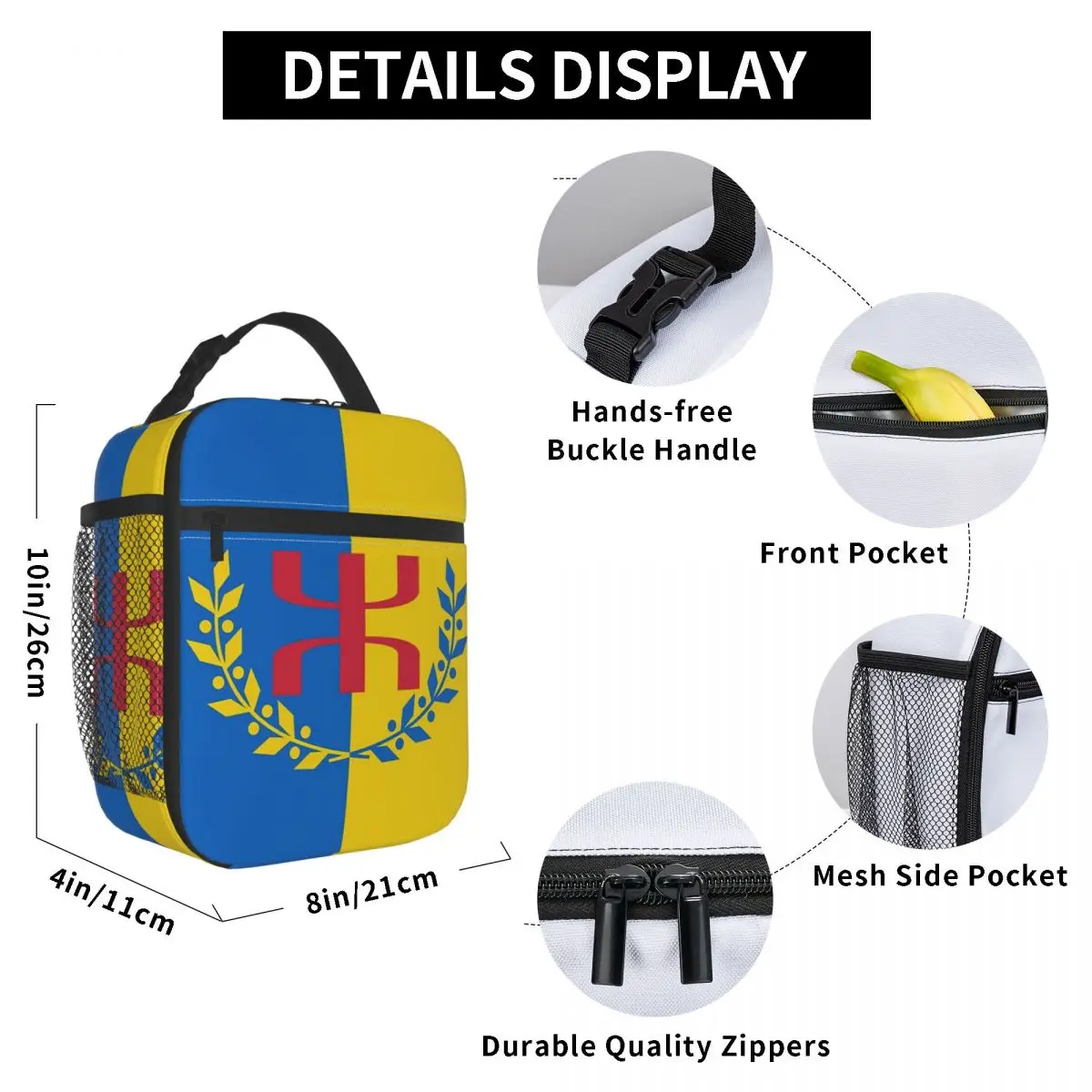 Amazigh Flag Splash Berber Tifinagh Proud Insulated Lunch Bag for Kids School Cooler Thermal Food Box Tote Leakproof Lunch
