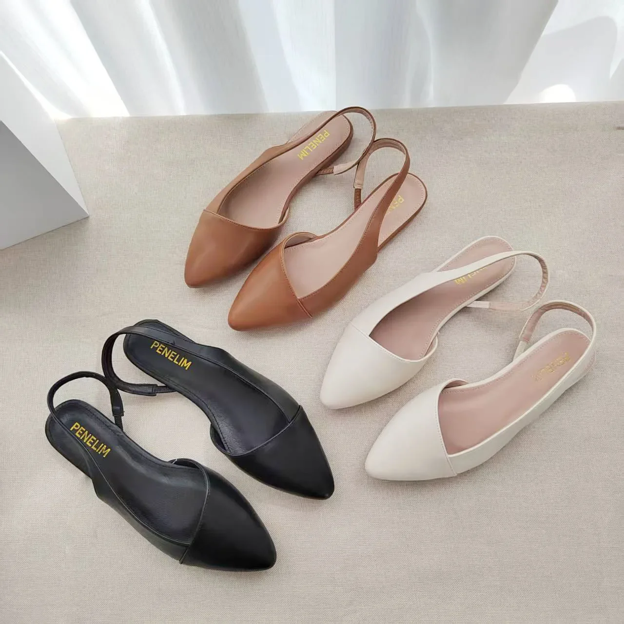 Zapatos de tacón plano con punta en pico para mujer, sandalias cómodas con cubierta para la cabeza francesa, estilo de hadas suave, sin espalda, estilo veraniego