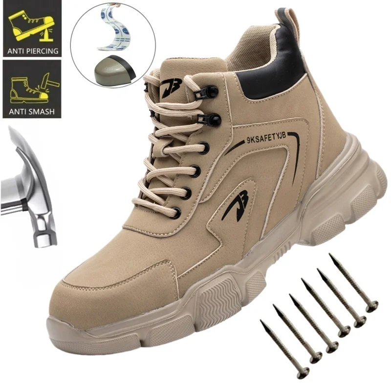 Mens Steel Toe Safety Work Shoes Lightweight Comfort Work Sneakers For Outdoor Mining Warehouse Industrial Security Footwear