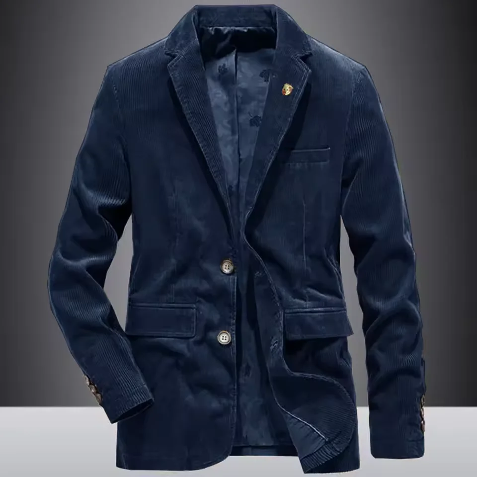 Mens Corduroy Blazer Single Breasted Mixed Blend Casual Jacket Fashion Comfort Business Suit Slim Fit Tapered Waist Elegant Mens image 3