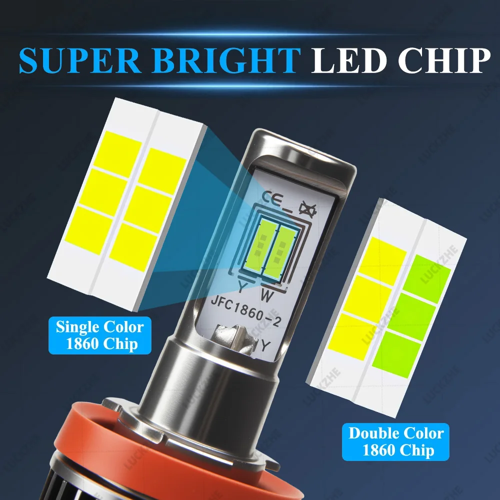 LED Front Fog Light Bulb For CHEVROLET Epica KL1 2005 2006 2007 2008 2009 2010 2011 Accessories Dual Color LED Fog Light Yellow