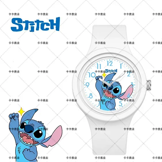 Disney Stitch New Kids Watch Anime Cartoon Stich Round Silicone Strap Analog DigitalWatch Boys Girls Kids Toys Birthday Gifts