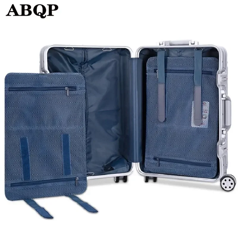 20/24/26/29 Inch Rolling Luggage set 100% Aluminum-Magnesium Business Travel Suitcase Aluminum Spinner Trolley Bag On Wheel