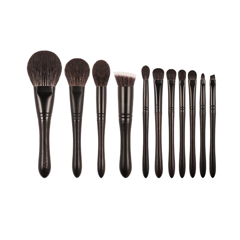 

Animal Hair Copper Tube Ebony Handle 11Pcs Ink Wash Series Professional Luxurious Makeup Brush Set Wholesale Spot Sale