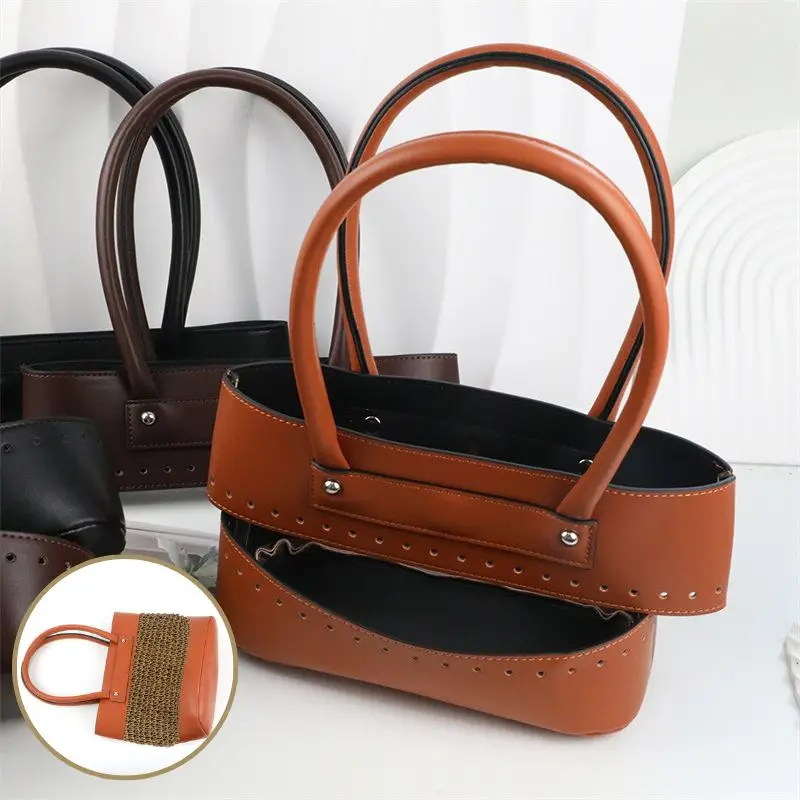 

Handmade Leather Accessories For Handbags Knit Bag Crochet Bag Handles Bottoms DIY Sewing Bag Part Accessories 1set New