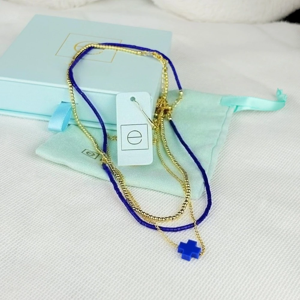 

VKVVA Fashion Jewelry Multi-color Cross Necklace 3pcs for One Set Suitable for Daily Layered Wearing