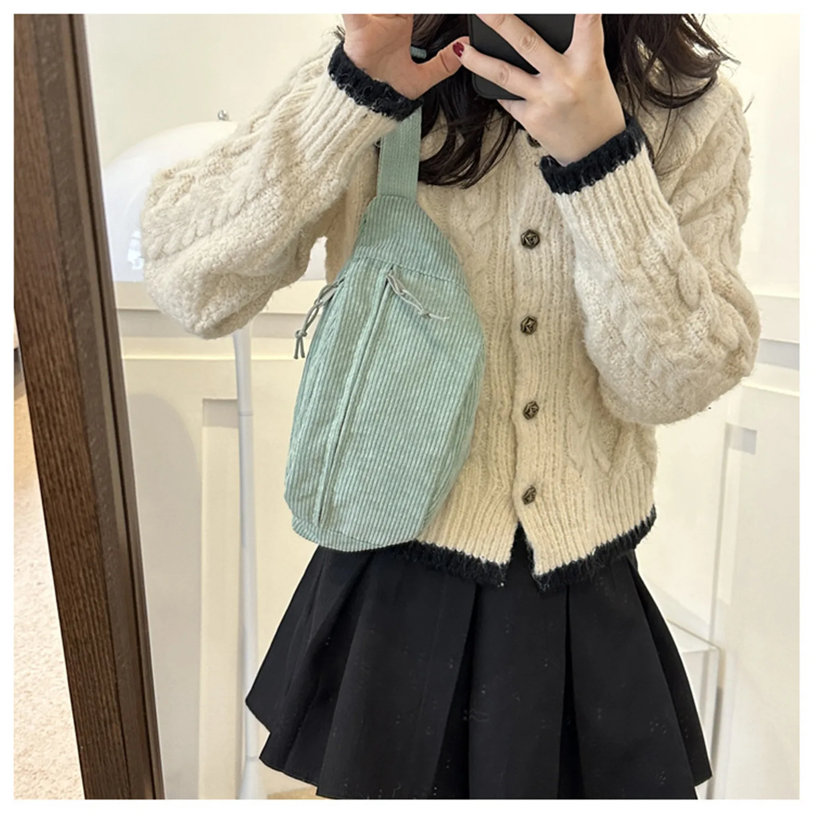 Women Corduroy Waist Bag Canvas Student Shoulder Crossbody Chest Bag 2024 Fanny Pack Fashion Phone Banana Ladies Fanny Pack Bags