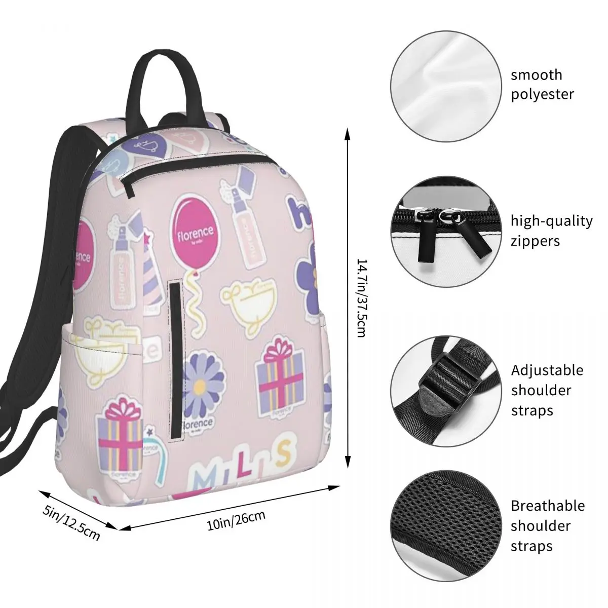 Florence By Mills Millie Bobby Brown (11) Backpack Student BookBag Boys Girls School Bag Computer Shoulder Bags Men Women