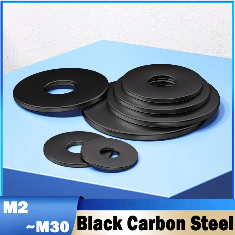 M2 M2.5 M3 M4 M5 M6 M8 M10 M12~M30 Black Grade 8.8 Carbon Steel Flat Washer Large Size Oversize Big Wider Ultra-thin Spacers