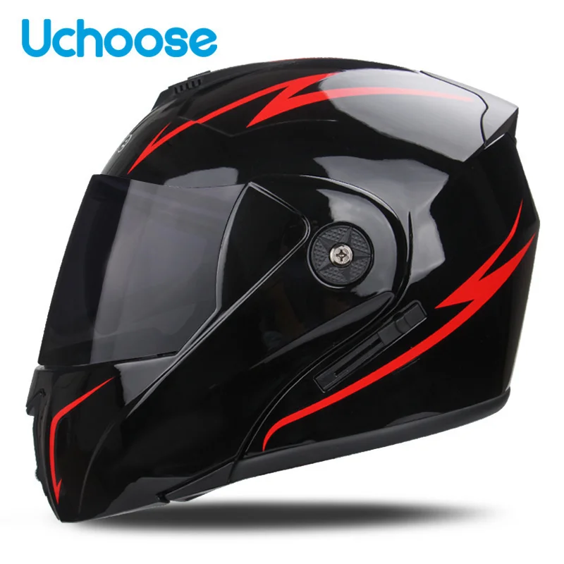 

Double Lens Unisex Helmet With Visor DOT Flip Up Cross Section Helmet Cross Section Helmet Modular Flip Helm