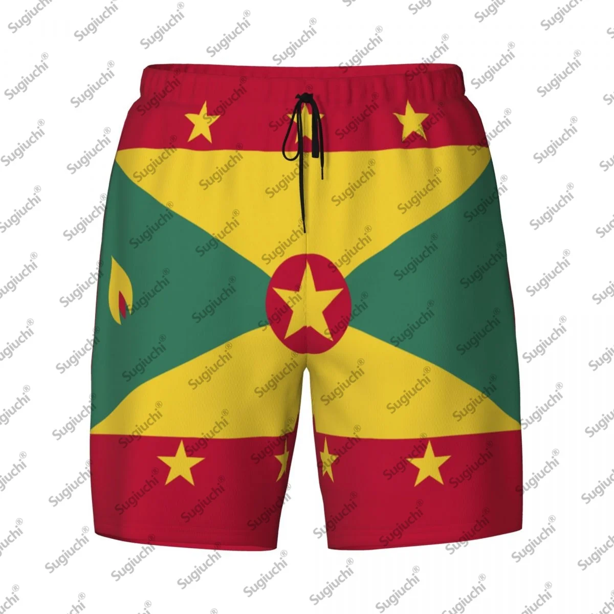 

2025 Гренада Флаг Топ с 3D принтом Мужские плавки Гавайский купальный пляж 2 в 1 Быстросохнущие летние шорты для плавания с карманами