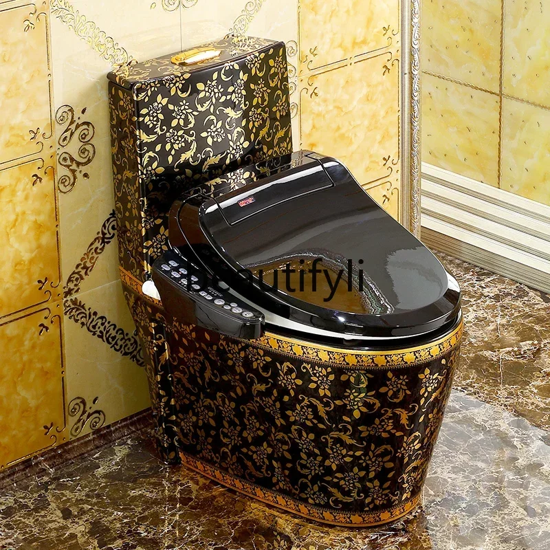 

European smart gold toilet retro black toilet fully automatic drying instant toilet