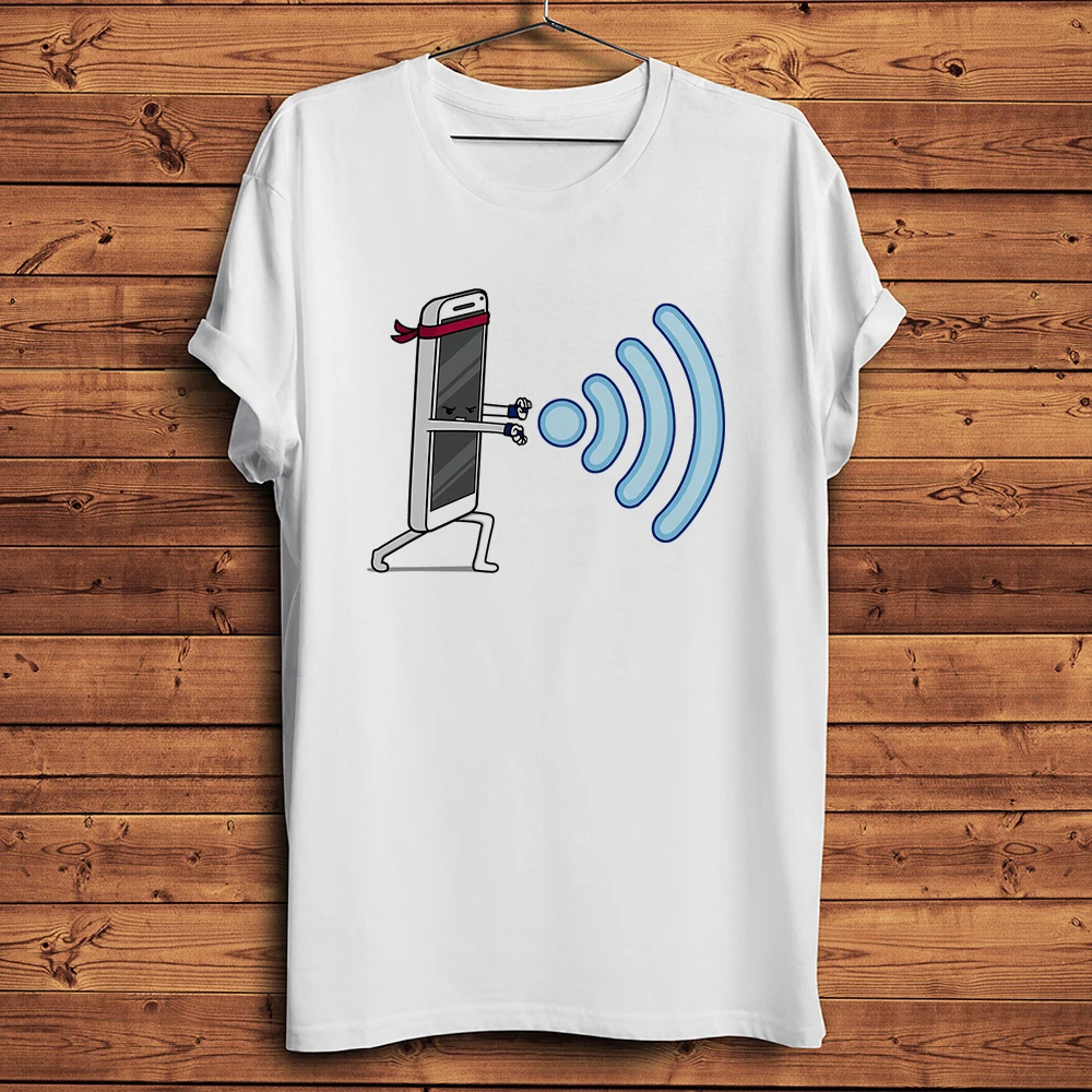 Funny WiFi Kamekameha Wi-Fi  Amusing Cartoon Tshirt Men Casual Short Sleeve T Shirt Unisex Streetwear Tee Breathable Print