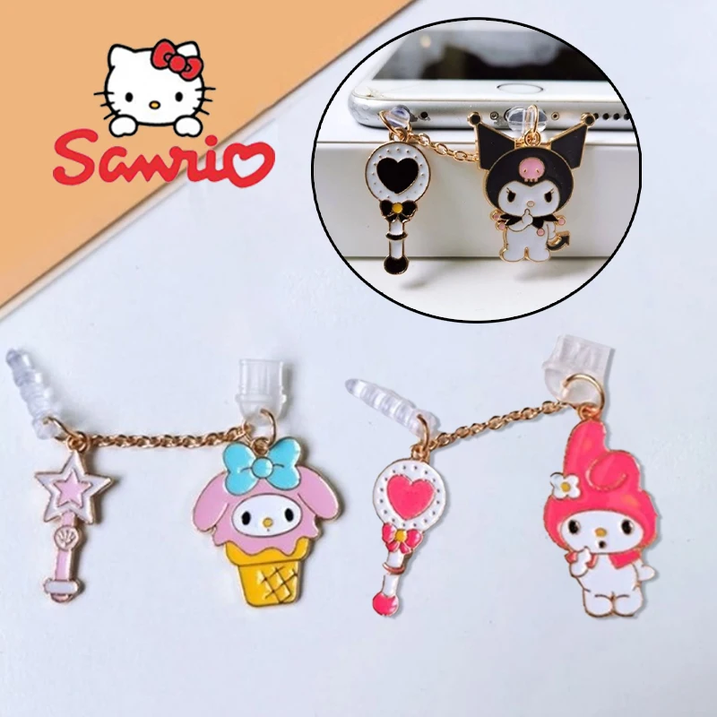 Sanrio Kuromi Metal Phone Anti-Dust Plug for Iphone Android Type-c Cartoon Silicone Phone Charging Port Dust Pendant