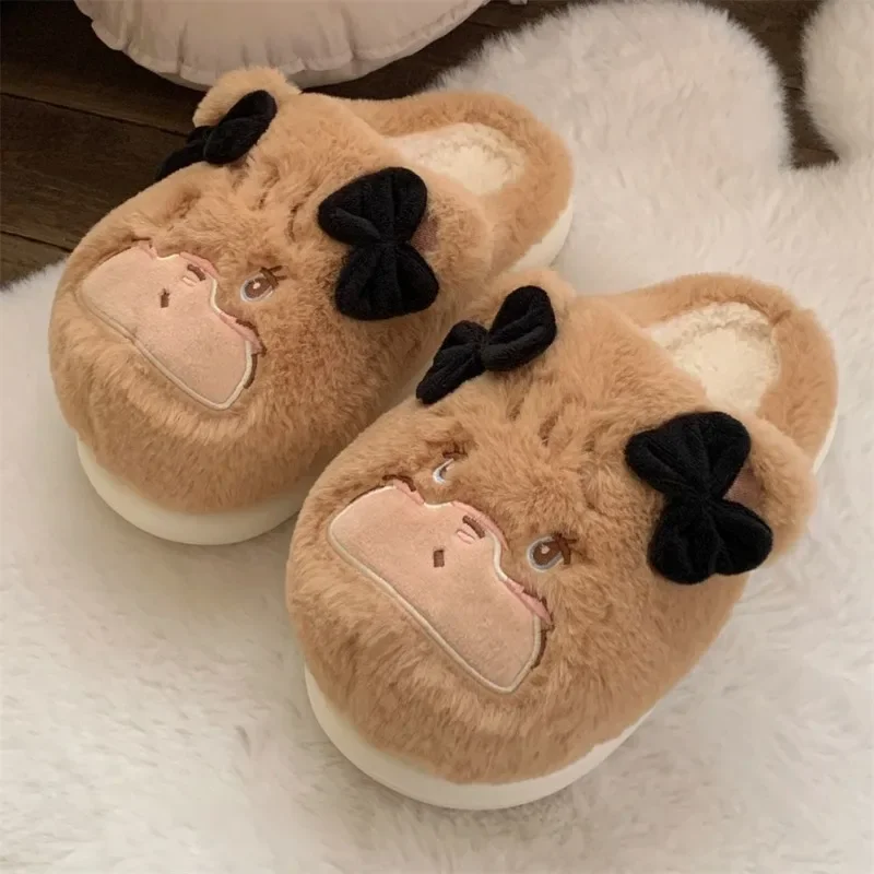 Mikko Souffle Mousse Latte Winter Plush Slippers Warm Bedroom Shoes Soft Fluffy Kawaii Girl Women Slippers Cartoon Anime Bear