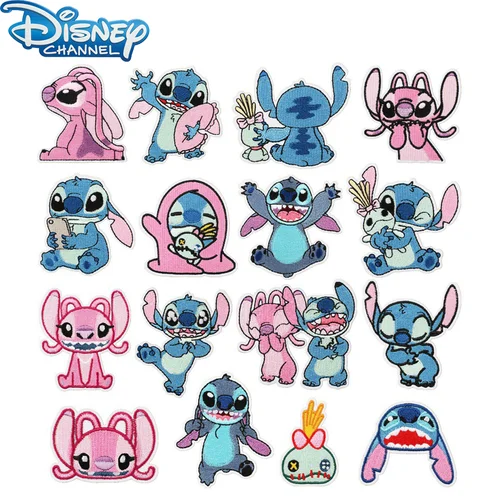 디즈니 Lilo & Stitch 만화 자수 패치, 애니메이션 캐릭터 천사 의류 패치, 배낭 장식 스티커 액세서리 