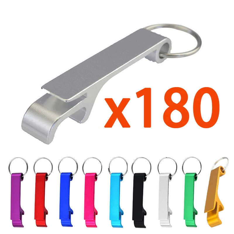 

180Pcs Metal Beer Opener Aluminum Keychain Pocket Bottle Opener With Key Ring Suitable For Bar Beverage Cans Men And Women