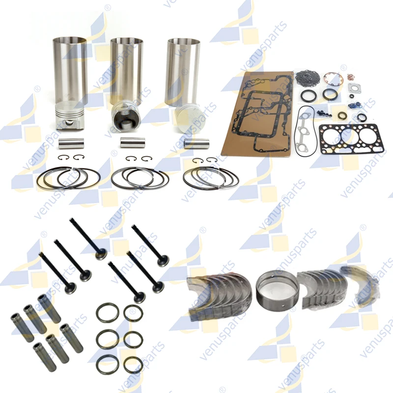 D950 Overhaul Rebuild Kit For Kubota Piston Rings Cylinder Line Full Gasket Set Bearing Diesel Engine15532-21110 75*2HK+1.5+4