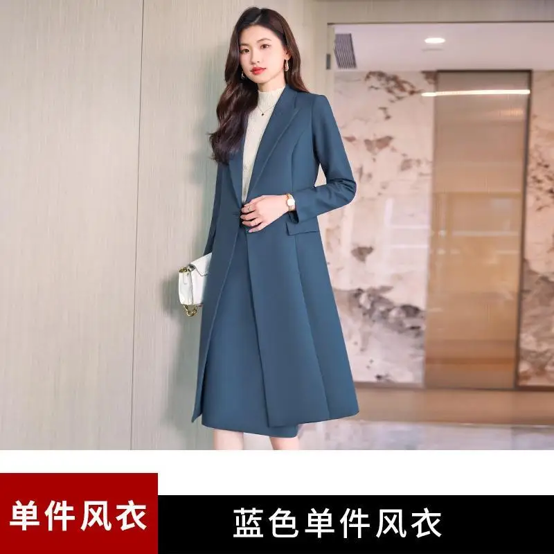 2-B18  Mid-length suit jacket for women autumn 2023 new style high-end professional trament large size suit two-piece suit skirt