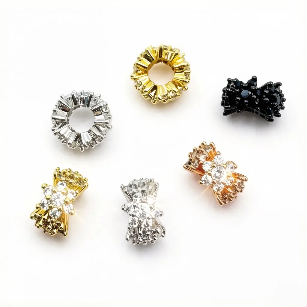 

10pcs Zirconia Rhinestone Pave Flower Spacer 10mm Brass Wheel Bead Jewelry Findings Accessory for Women Bracelet Necklace Making