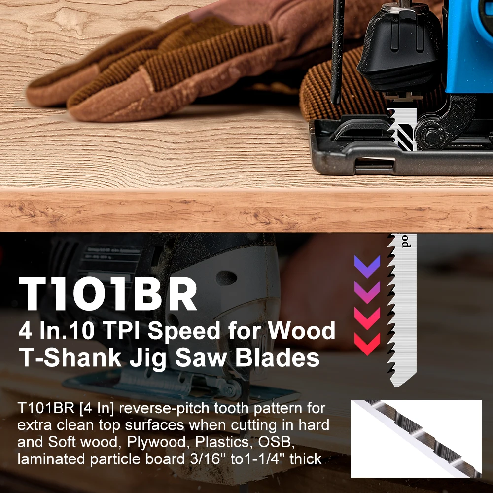 5pcs T101BR 직소 블레이드 고 탄소강 직소 블레이드 빠른 절단 목재 T- Shank 직소 블레이드 핸드 툴