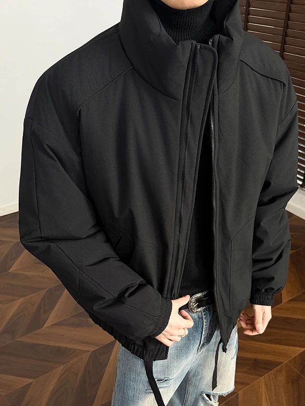 

Утепленная хлопковая куртка с воротником-стойкой для мужчин, зимняя теплая верхняя одежда для пар, однотонная, модная, городская, стильная, с длинными рукавами Z...