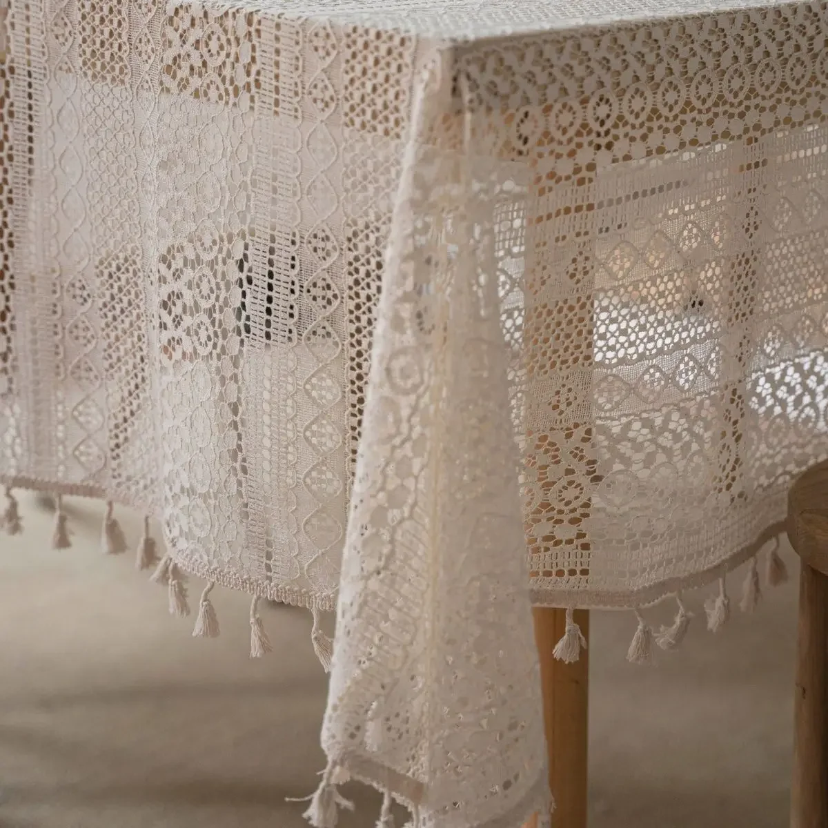 خمر فستان من الدانتيل مفرش المائدة النمط الأمريكي طاولة طعام القماش Ins الرعوية شرابة Obrus ديكور رف دي ميسا مأدبة #6