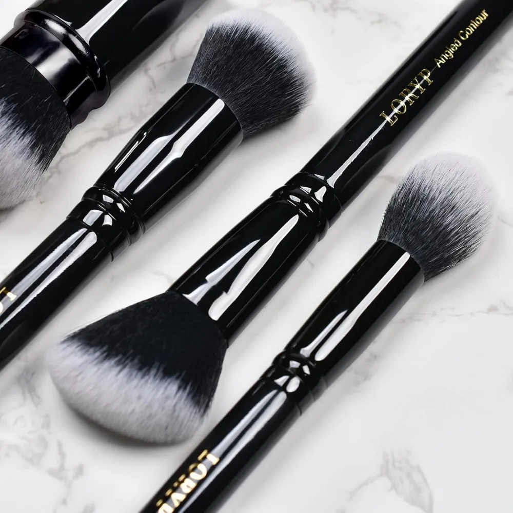 4-teiliges professionelles Make-up-Pinsel-Set für das ganze Gesicht mit einziehbarem Kabuki-Airbrush für Puder, Flüssigkeit, Creme, abgewinkelter Rougepinsel, Fo