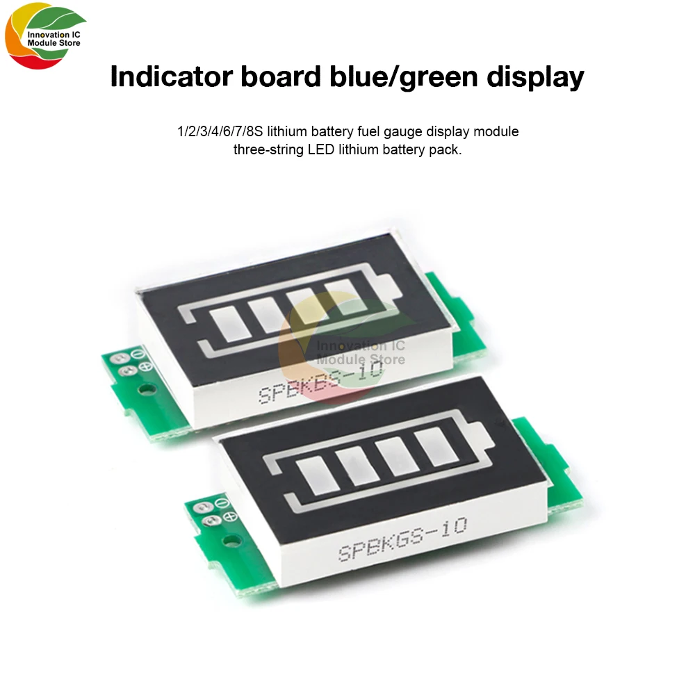 

DC 3-34V 1S/2S/3S/4S/6S/7S/8S Lithium Battery Fuel Gauge Display Module Three-string LED Lithium Battery Pack Indicator Board