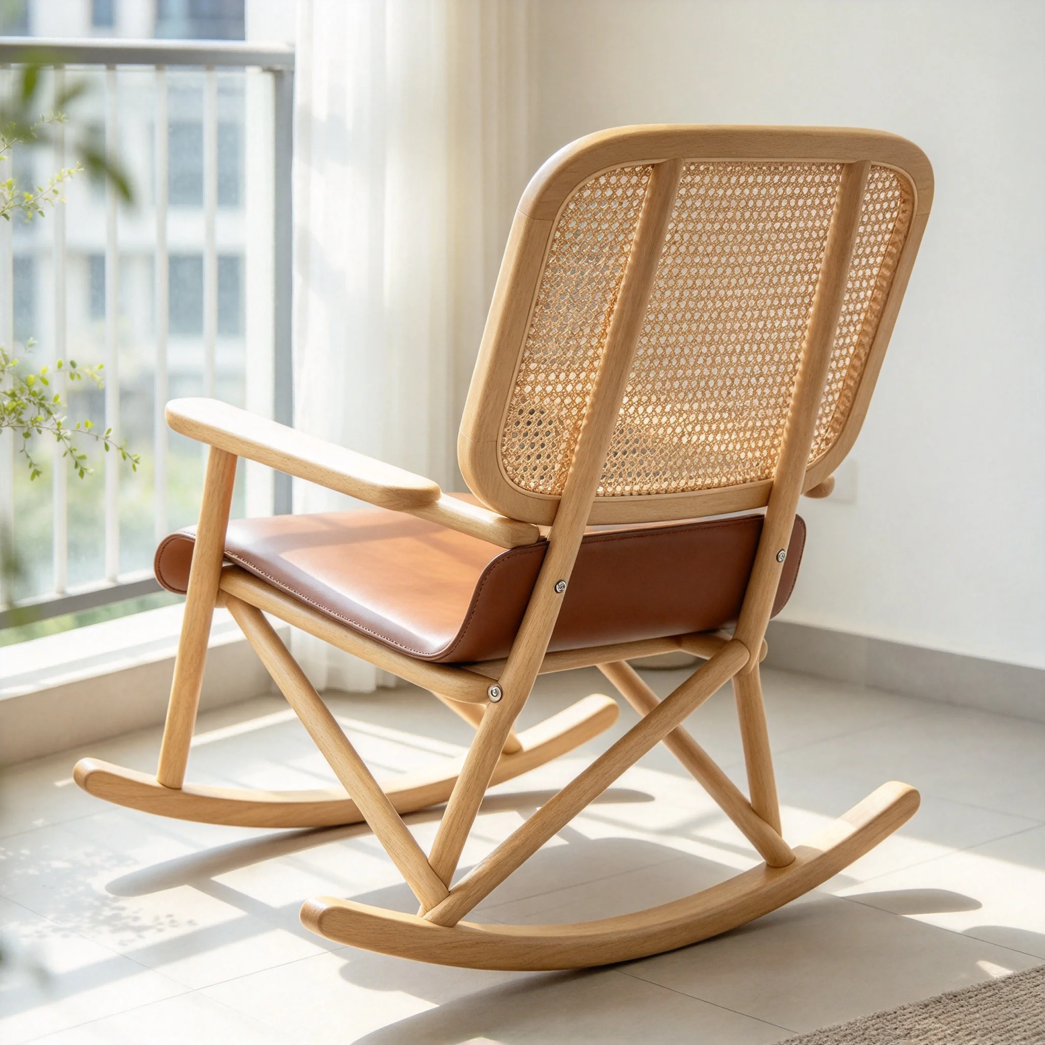 AOLIVIYA Camping Chair Outdoor Garden Beach Lounge Nap Folding Rocking Rattan Recliner