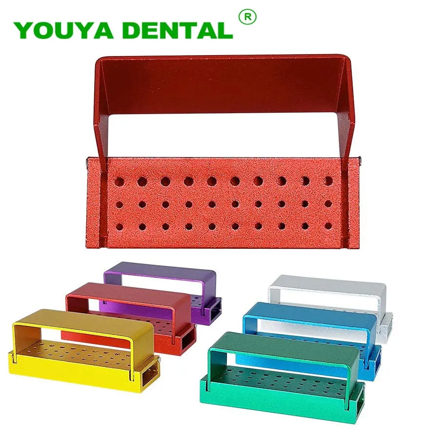 

30 Holes Aluminium Dental Burs Holder Block Box Cleaning Stand Autoclave Sterilizer Disinfection Case For High/Low Speed Burs