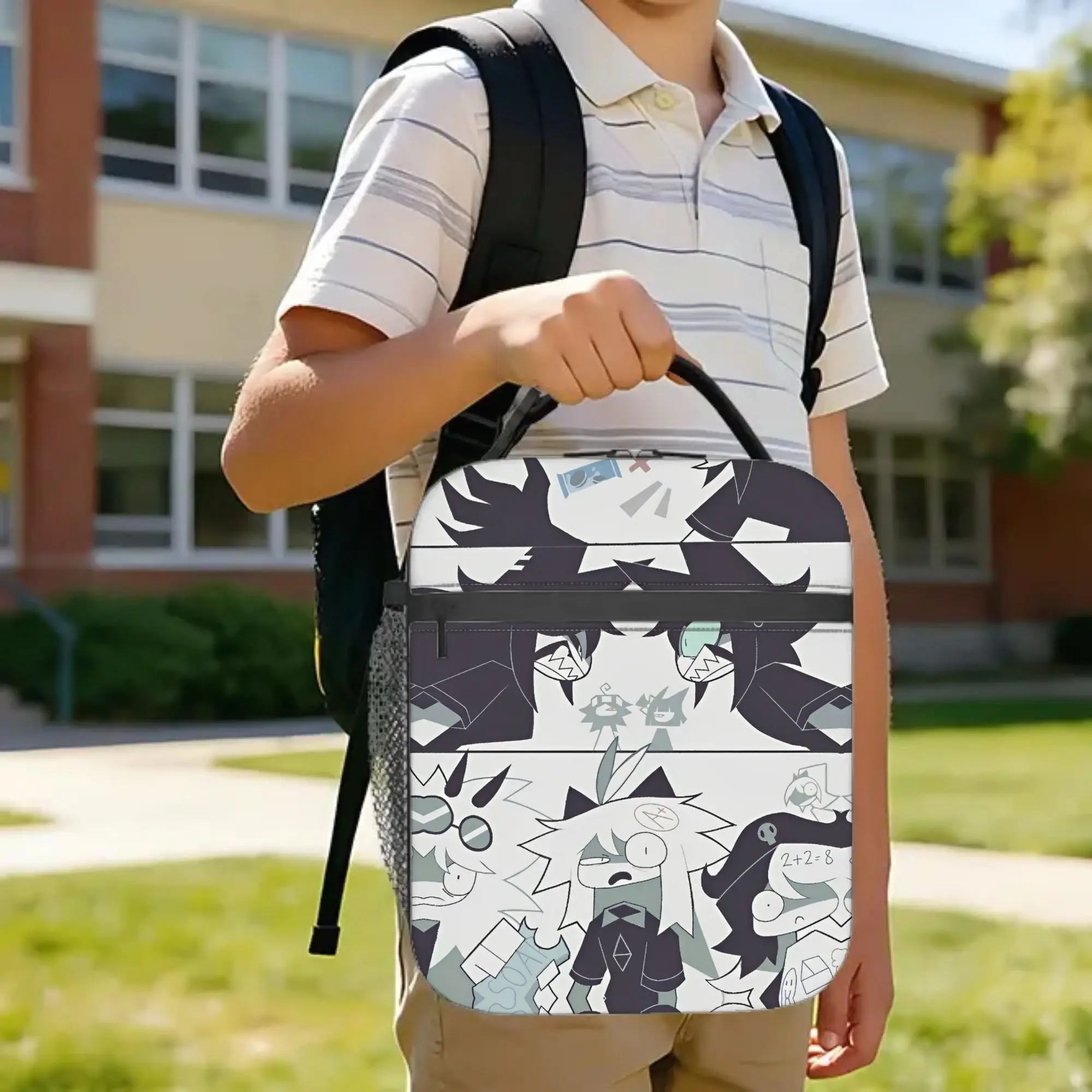 Cartoon Anime Miss Circle  Insulated Lunch Bags Portable Education  Reusable Thermal Bag Lunch Box Tote Food Storage Bags