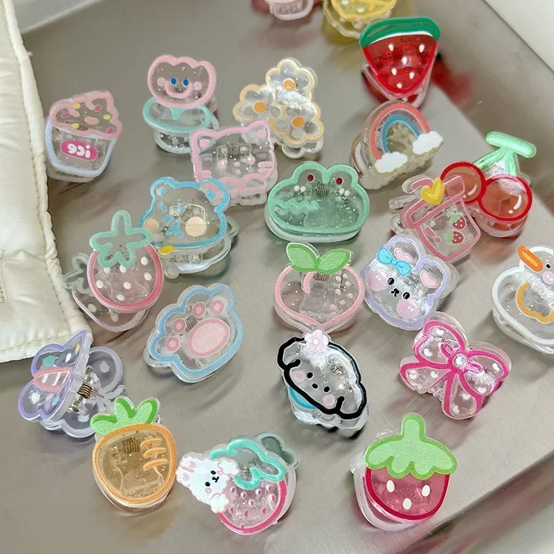 Women Mini Cute Cartoon Animal Small Hair Clips for Children Candy Color Transparent Acrylic Hairpins Girls Hair Accessories