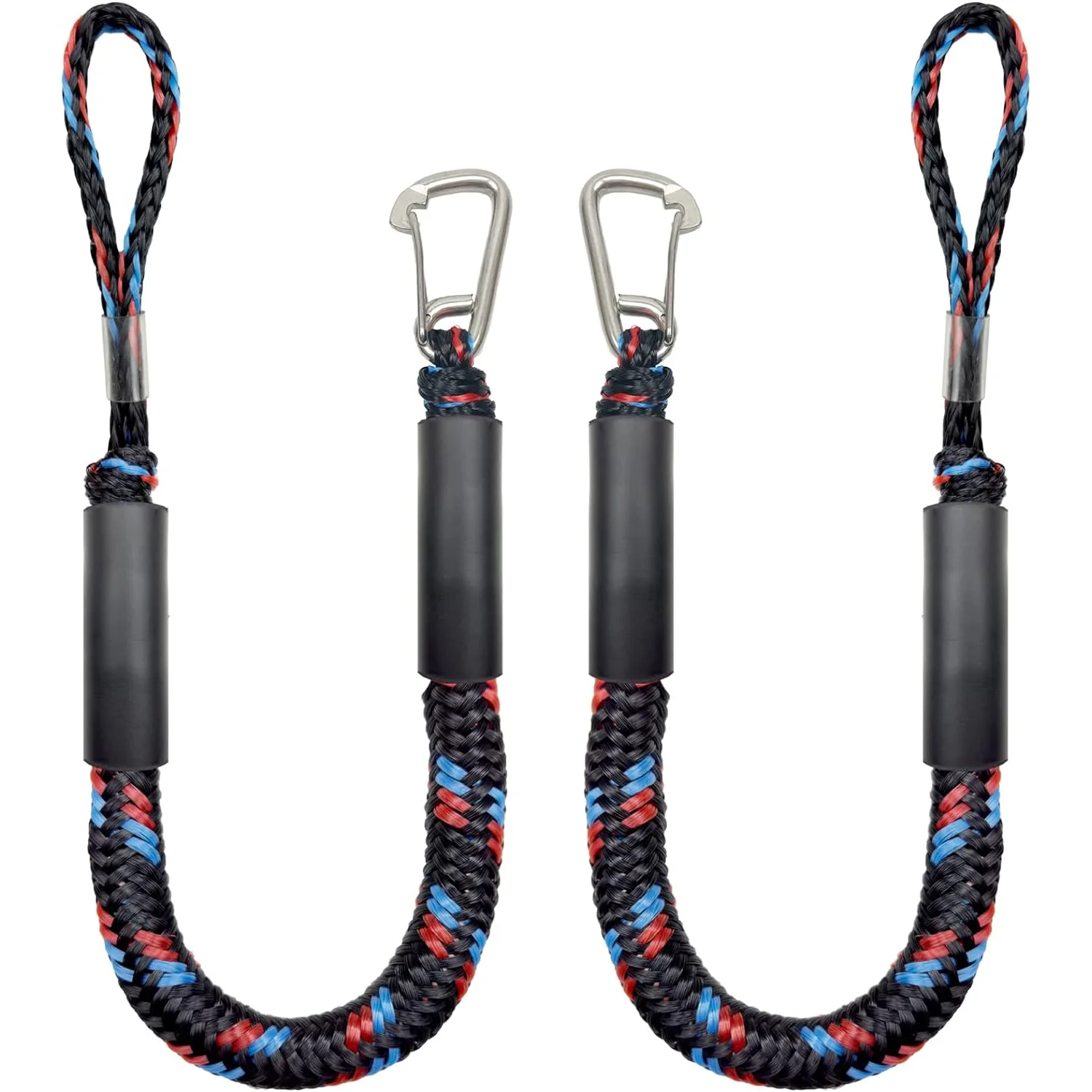 Bungee Boat Dock Line Mooring Rope with Stainless Steel Clip Accessories Boat Docking Ropes Built in Snubber