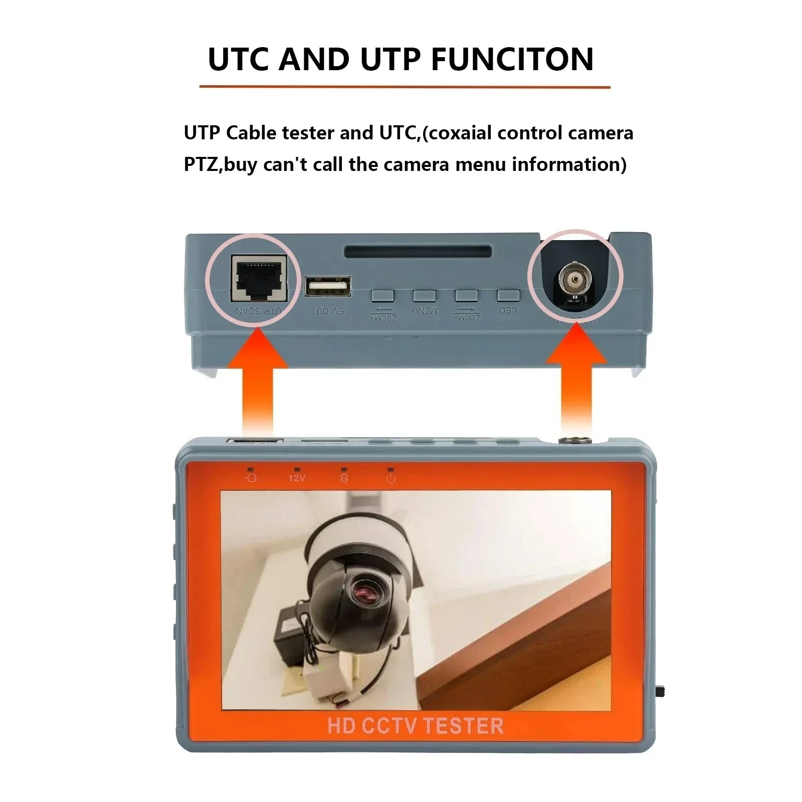 IV5 CCTV Tester 5.0 Inch Monitor CVBS 8MP AHD/CVI/TVI 4-In-1 Camera Tester Portable Tester Support PTZ Audio 18650 Battery