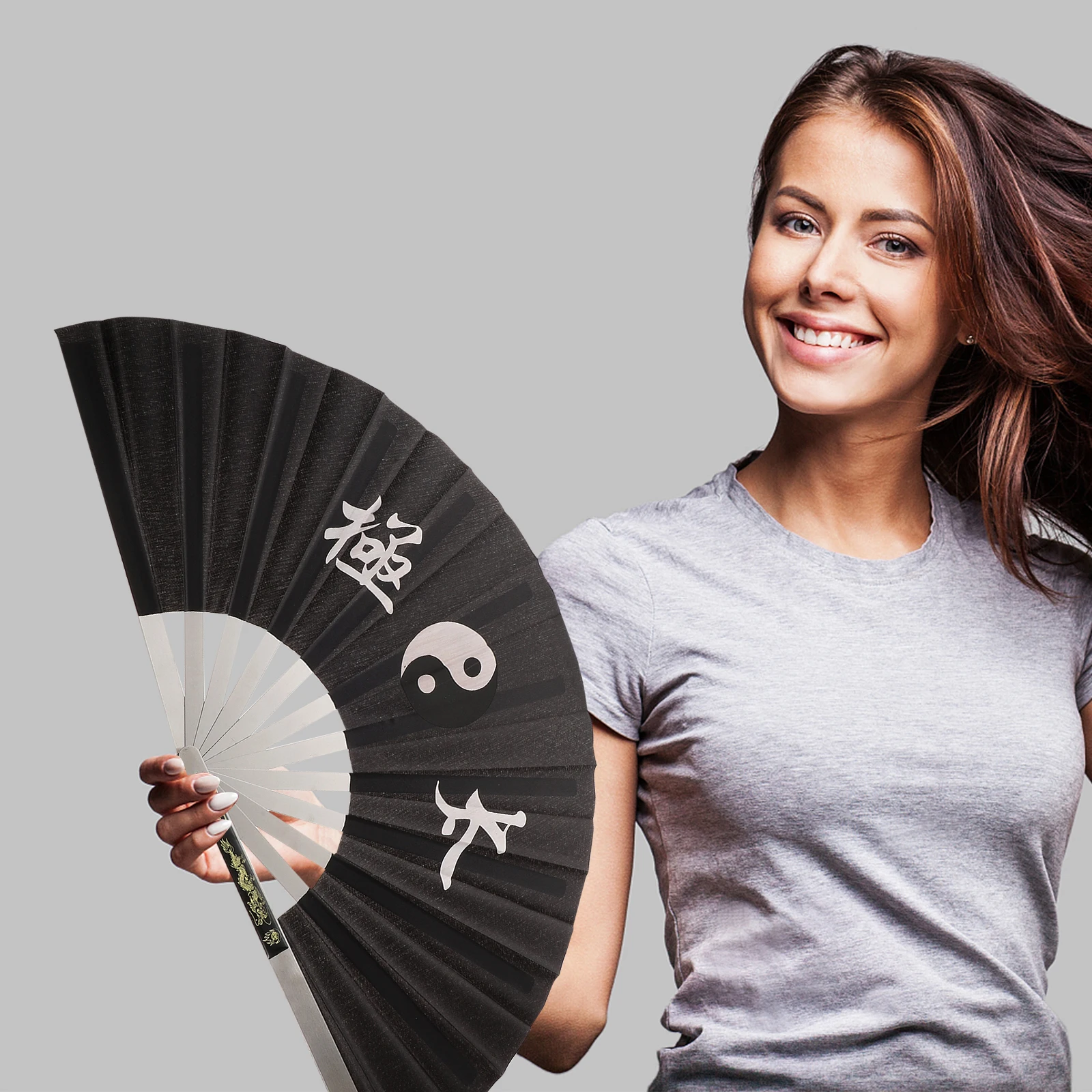 1 قطعة مروحة تاي تشي الصينية المحمولة مروحة قابلة للطي لأداء الرقص الكونغ فو ديكور مهرجان هدية خفيفة الوزن المحمولة #3