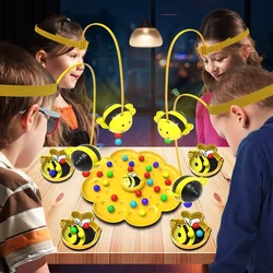 Montessori Kid Magnetic Fishing Bee Board Game Toy Hungry Bee Eat Beans Game Party Puzzle Toy for Boys Girls Birthday Xmas Gift