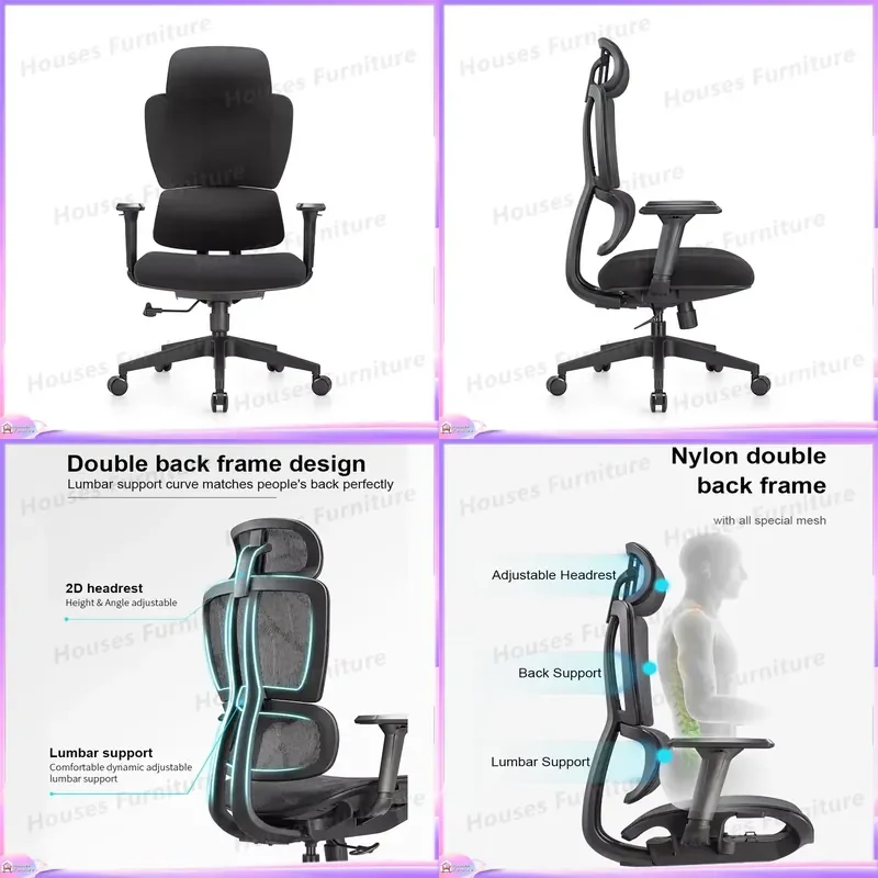 Ergonomic Office Chair High Back Mesh Computer Desk Chair with Lumbar Support Adjustable Headrest Swivel Task Chair for Home