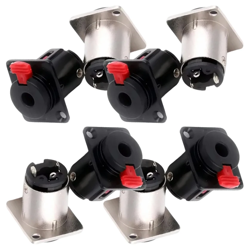 6.35MM Stereo XLR Panel Mount Jack Socket 2 Hole Female Chassis Mount Audio Connector