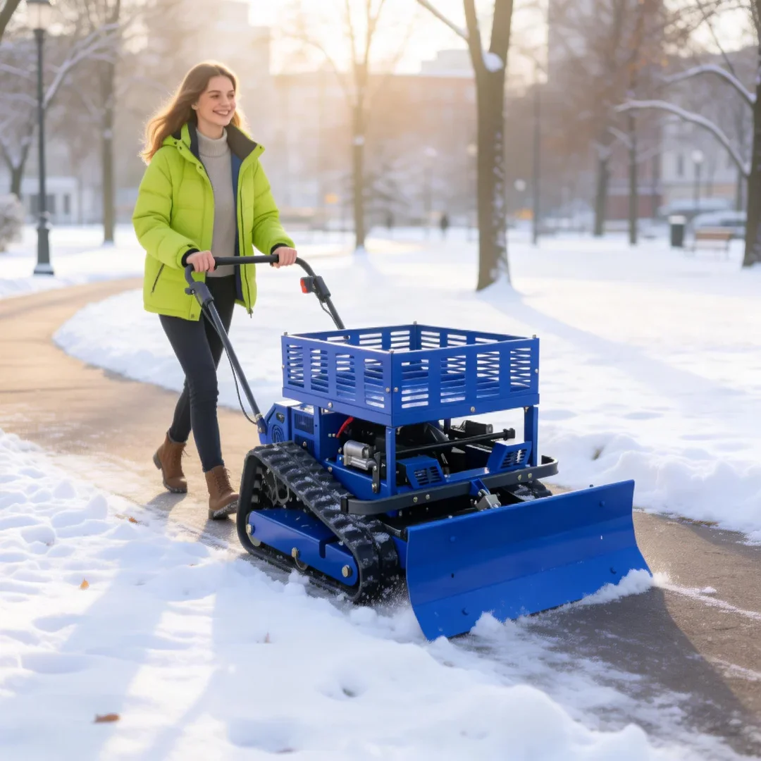 

Customized Remote Control Lawn Mower Industrial Cordless Flail Cutting Snow Pusher and Storage Rack Farm & Garden Use