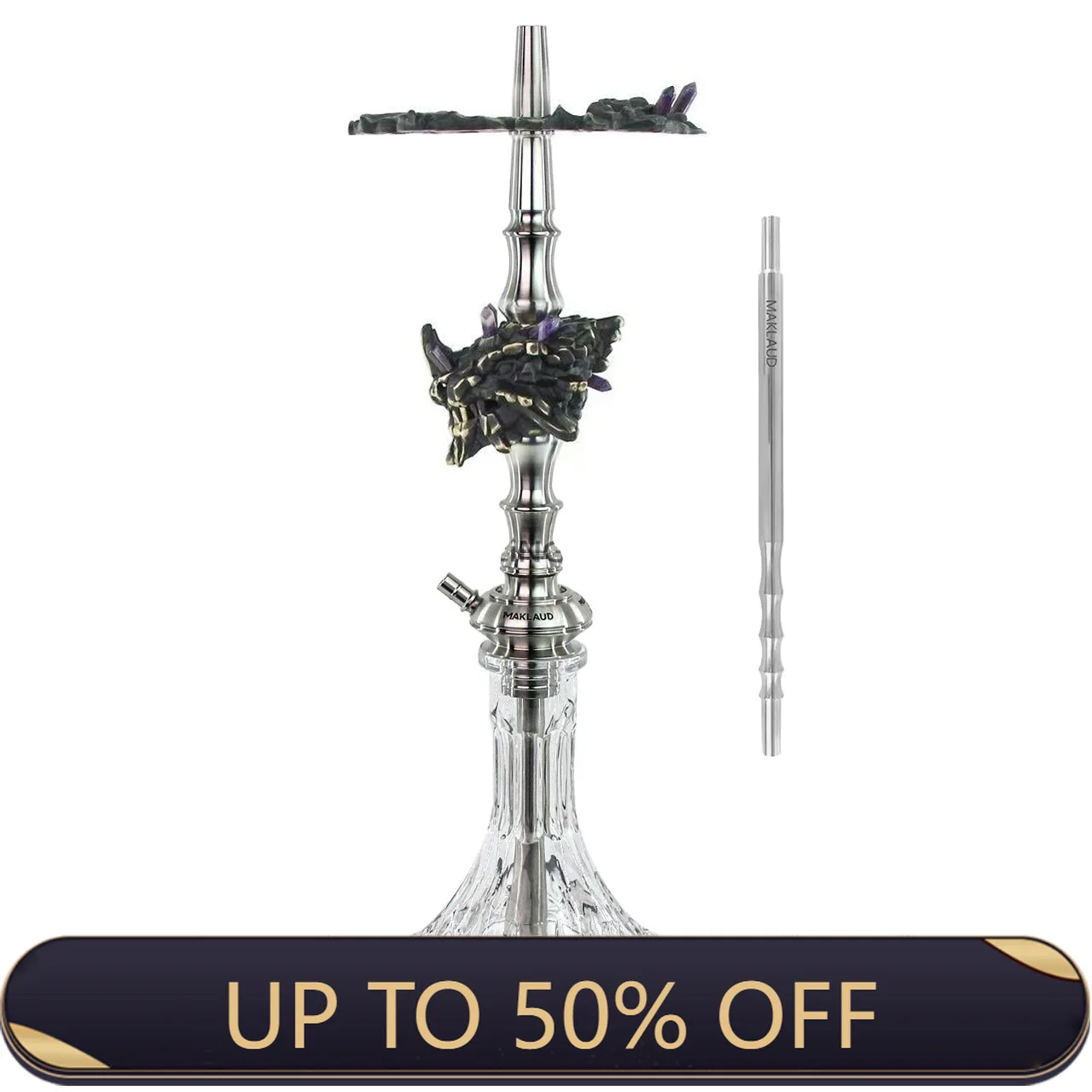 Maklaud Helios Zimokku Hookah Shisha High Quality Stainless Steel With Glass Bottle Single Hose
