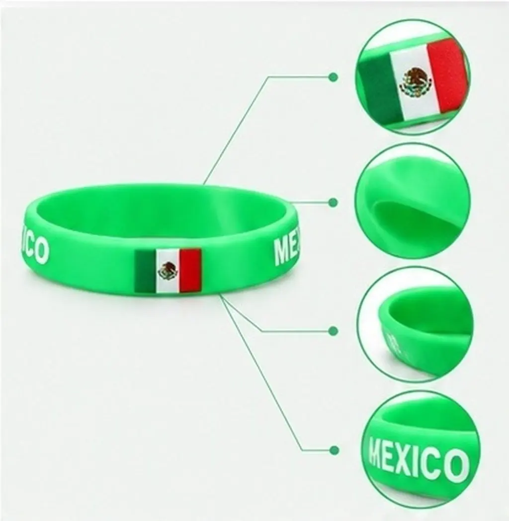 5pcs Country Silicone Wristbands Durable Eco-Friendly Country Wristbands Sports Bracelets For Games Racing Mexico
